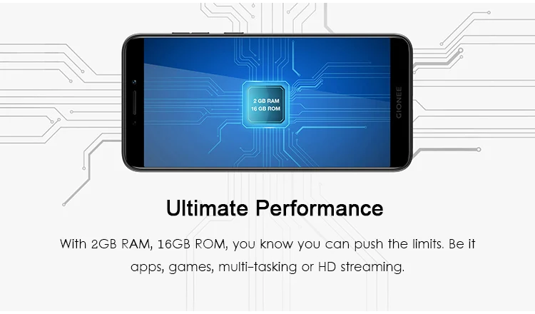 GIONEE F205 2GB RAM 16GB ROM MTK6739 1.3GHz Quad Core 5.45 Inch Full Screen Android 7.1 4G LTE Smartphone