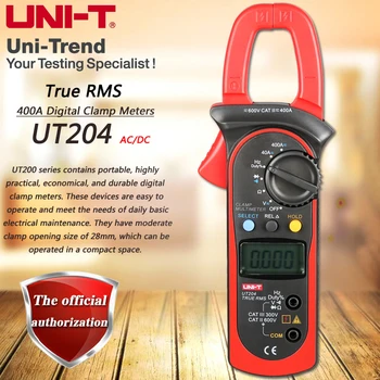 

UNI-T UT204 400A AC DC Digital Clamp Meter Multimeter Resistance / Frequency Test True RMS Relative Measurement Digital Hold