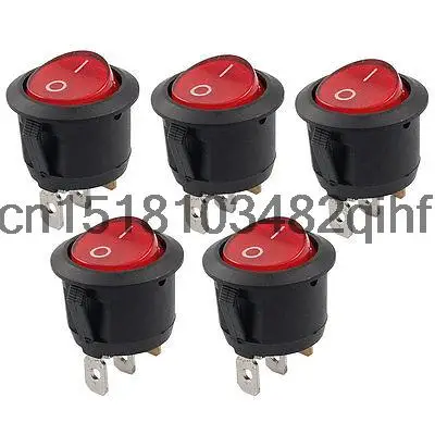 

5 Pcs x Red Light 3 Pin ON-OFF SPST Round Boat Rocker Switch 6A/250V 10A/125V AC