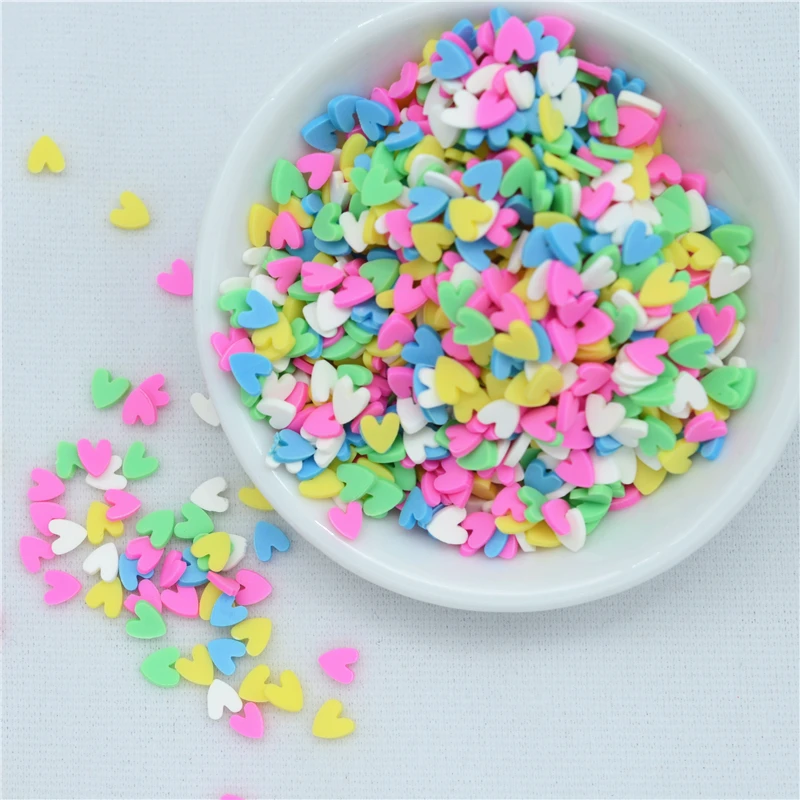 

300PCS(50G) 8mm Polymer Hot Clay Fimo Sprinkles Lovely heart for Crafts Making, DIY Confetti Slime Decoration