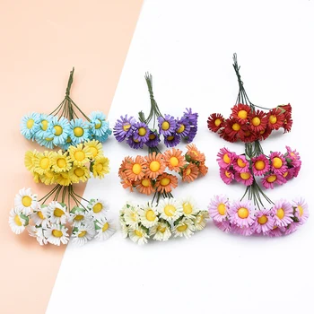 

10pcs Decorative flowers wreaths christmas home decor accessories DIY gifts box wedding Bridal artificial flowers silk daisy