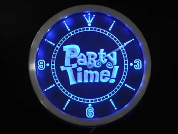 

nc0361 Party Time Happy Hour Bar Beer Room Neon Sign LED Wall Clock