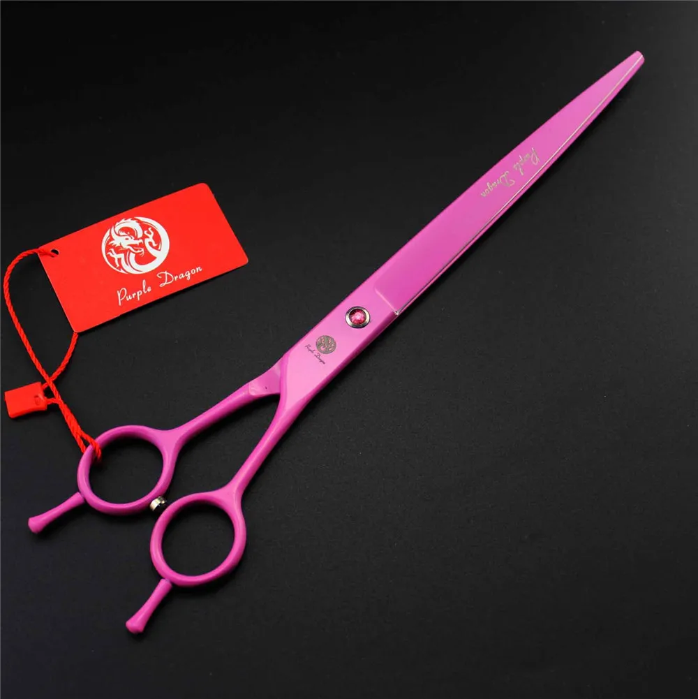 

9.0 inch Pet Scissors Dog Grooming Shears Purple Dragon Dog Hair Cutting Scissors Straight Animals Fur Clipper Hair Remover Pink