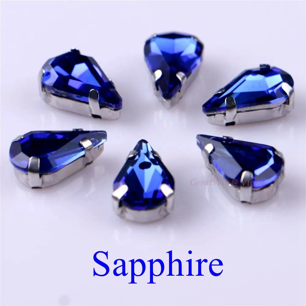 Elegant Teardrop Crystal Rhinestones with Claw Metal Base - 20 Piece Set