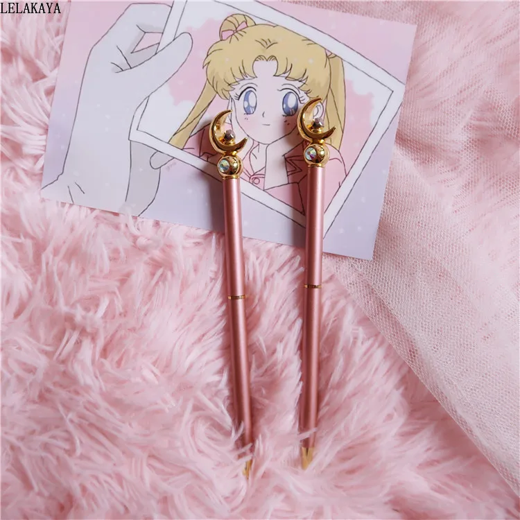 

Sailor Moon Anime Action Figure Printed Metal Tsukino Usagi Creative Magic Wand Sticks Ballpoint Pen Student Lovely Stationery