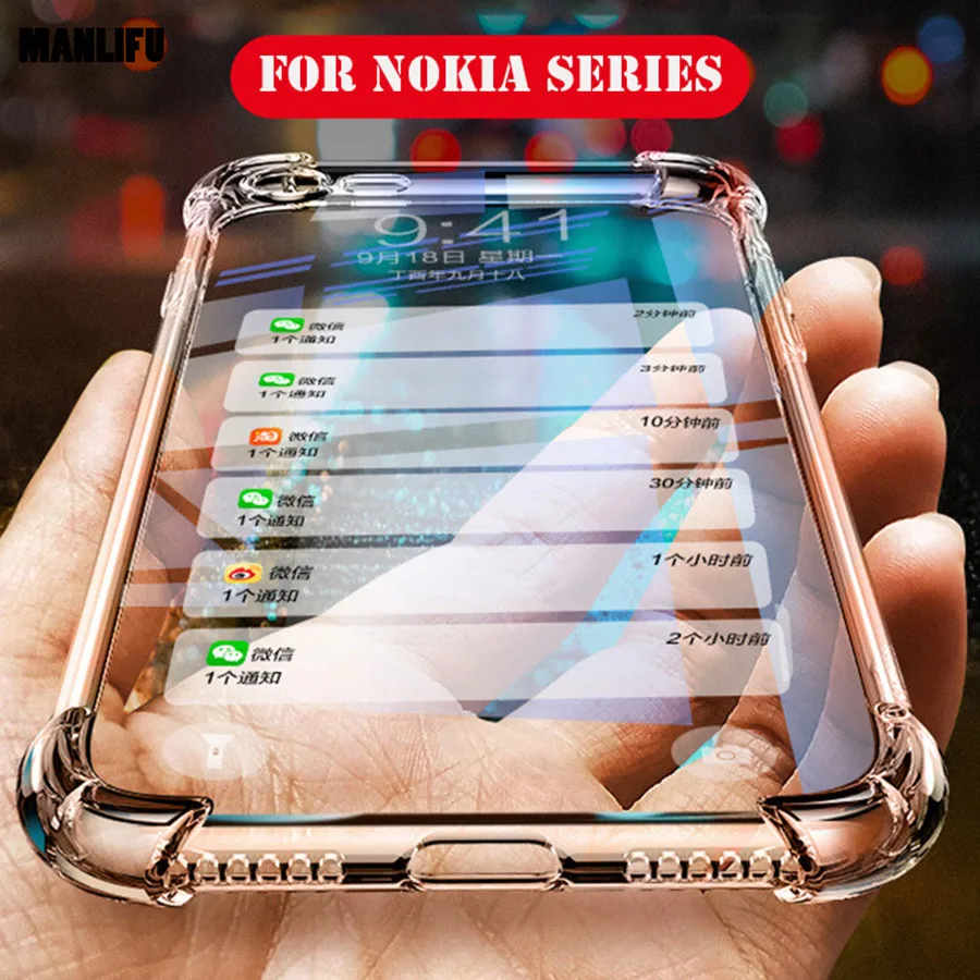 

Anti-Shock Phone Case for Nokia 6 2018 3 5 6 8 7 Plus Full-body Protective Back Cover Silicon Soft TPU Case For Nokia 6.1 Plus