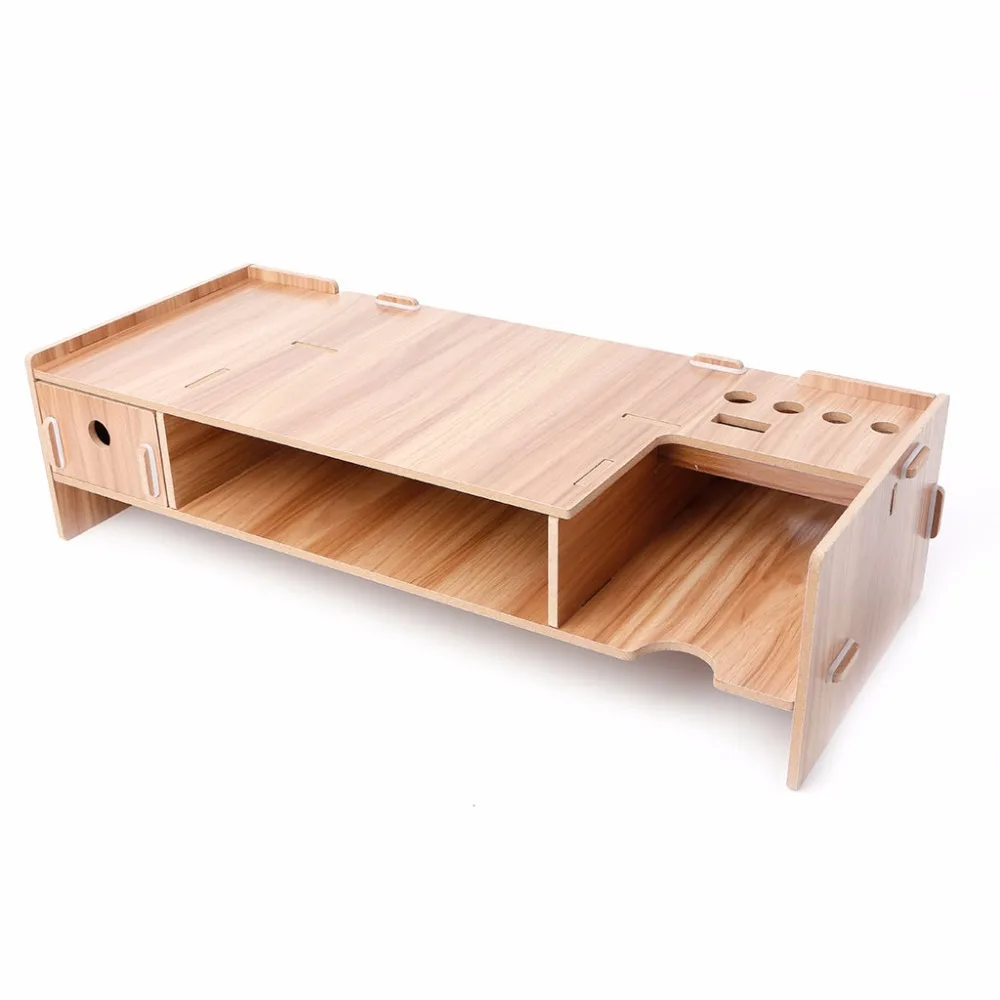 

High Quality Wooden Desktop Monitor Riser TV Stand Holder Over Keyboard Desk Organizer Storage Space For Computer Laptop