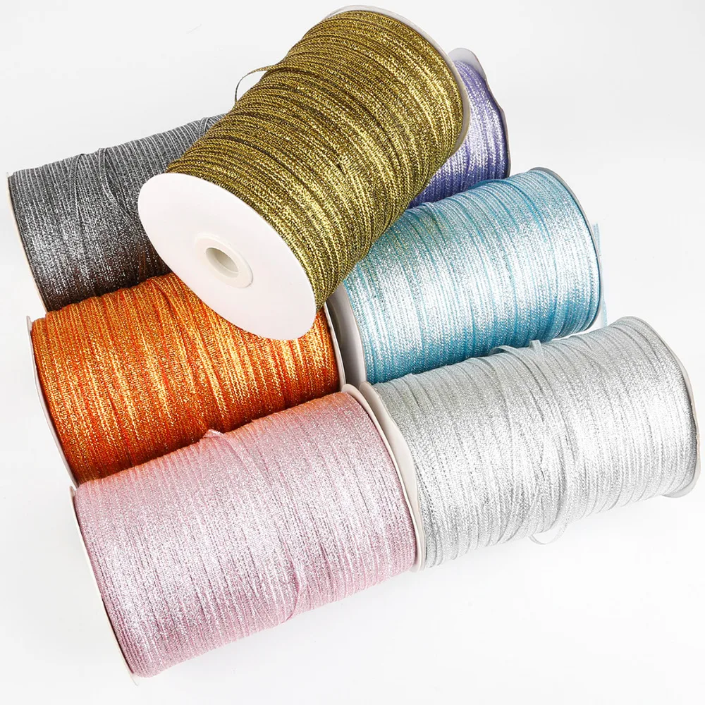 20Yards/Bag 3mm Gold Silver Pink Light Blue Red Black Glitter Metallic Ribbons for Christmas Wedding Birthday Party Gift Wrap satin ribbons ribbon decoration ribbon supplies wrapping ribbon satin ribbon sewing ribbon christmas ribbon