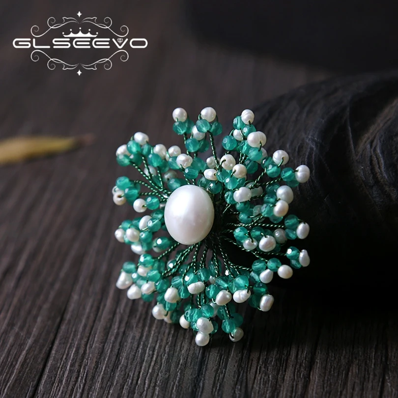

GLSEEVO Natural Fresh Water Pearl Agate Handmade Brooch Pins And Brooches For Women Gifts Dual Use Luxury Fine Jewelry GO0209