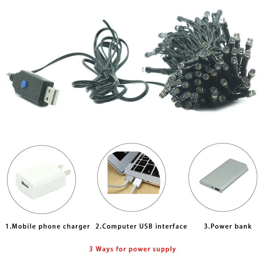 DC5V СВЕТОДИОДНЫЕ гирлянды 12 м 100led 22 200 светодиодная гирлянда с питанием от usb