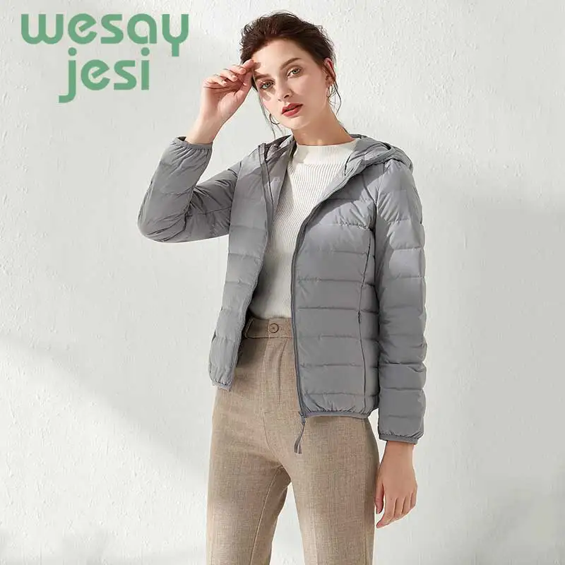 2019 NEW 90% white duck down Casual jackets Solid women Autumn down coat female zip pocket down jacket parkas plus size