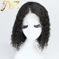 JYZ прямые человеческие волосы на фронте шнурка Короткие парики боб с волосами младенца бразильские прямые волосы Реми фронтальные парики