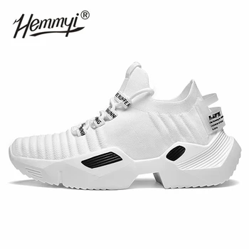 

Hemmyi 2019 New chunky platform sneakers men flywire breathable running shoes light and comfortable jogging sports shoes