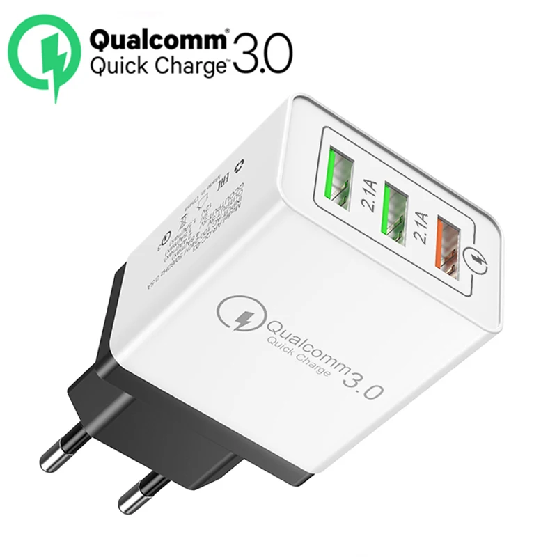 

3 Ports USB Quick Charge 3.0 Charger Power Adapter EU Plug QC3.0 Travel USB Fast Charging for Samsug Huawei iphone Mobile Phones