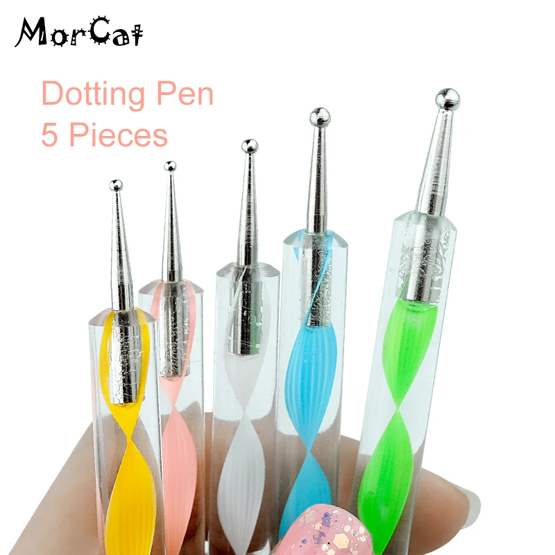 

MorCat Dotting Pen Nail Tool Nail Art Pen Set For UV Gel Nail Tool 5 pcs /set Marbleizing Painting Tool DIY Nail Art Dot Set