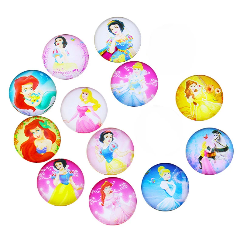 

48pcs 10/12/14/16mm Beautiful Cartoon Princess Photo Glass Cabochons & Glass Dome DIY Handmade Cabochon Accessories For Jewelry