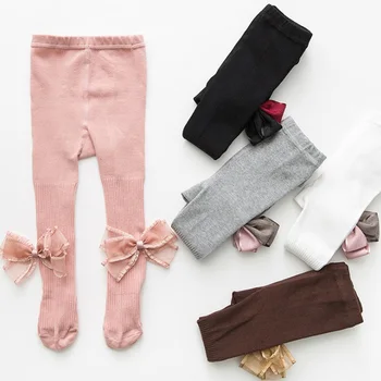 

Girls Baby cartoon bows Tights Baby Girl Tights Cotton Children patchwork Stocking kids clothing