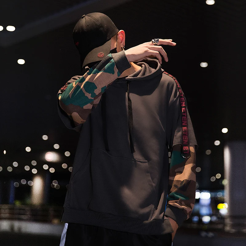 

Fashion Casual Men's Hoodie Spring And Autumn New M-3XL Solid Color - Loose Pullover Black Dark Gray Personality Youth Popular
