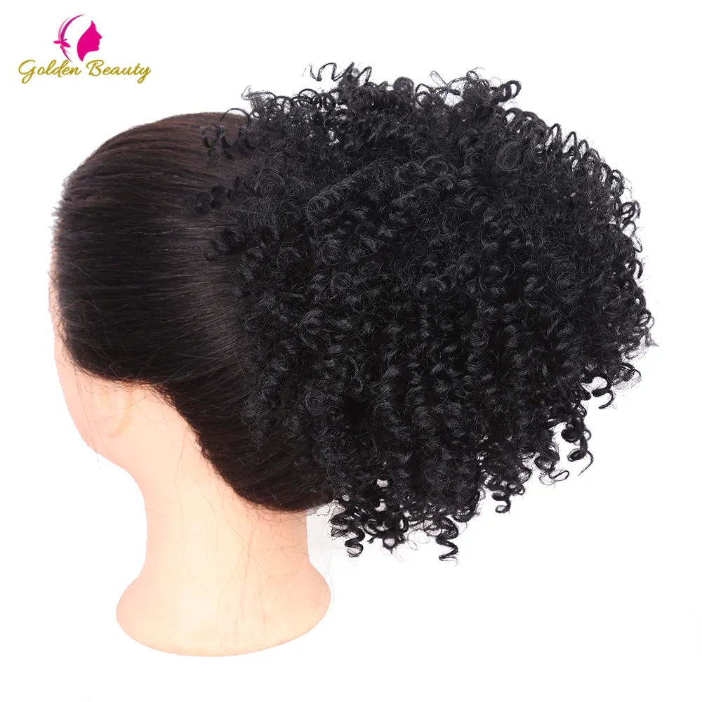 

Golden Beauty Women Curly Chignon Synthetic Hair Bun Extensions Updo Drawstring Clip In Hair Hairpieces For Bride Accessories