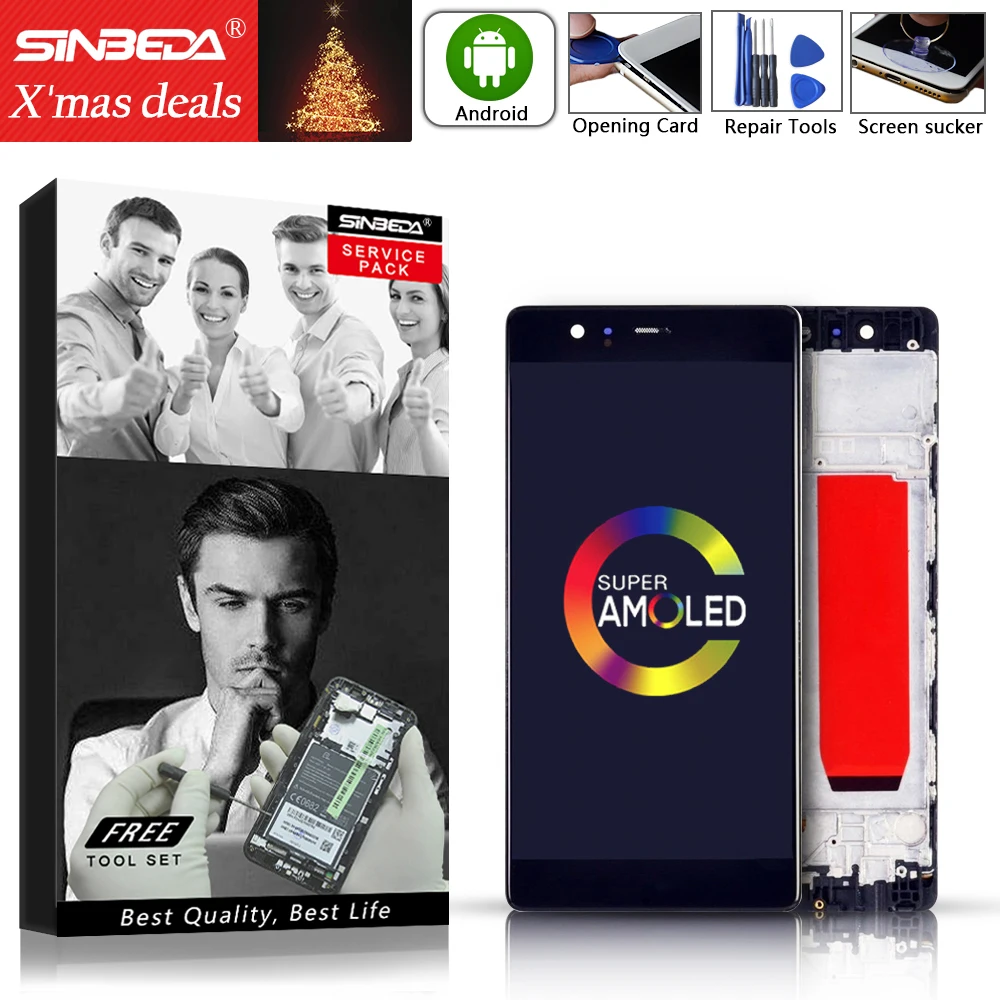 

5.5"Sinbeda AMOLED For Huawei P9 Plus LCD Display Touch Screen with Frame Digitizer For HUAWEI P9 Plus Display VIE-L09 VIE-L29@