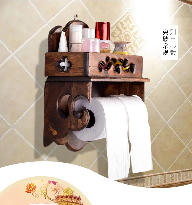 Тайский твердый деревянный держатель для кухонных полотенец Держатель рулона креативный Ретро туалетная бумага полотенца держатель рулона LO5311141