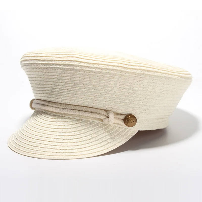 Accessories Summer Female Sun Hat Baseball Cap Flat Top Army Cap Women's Straw Hhat Beach Hat Topper Women Hats For Girl