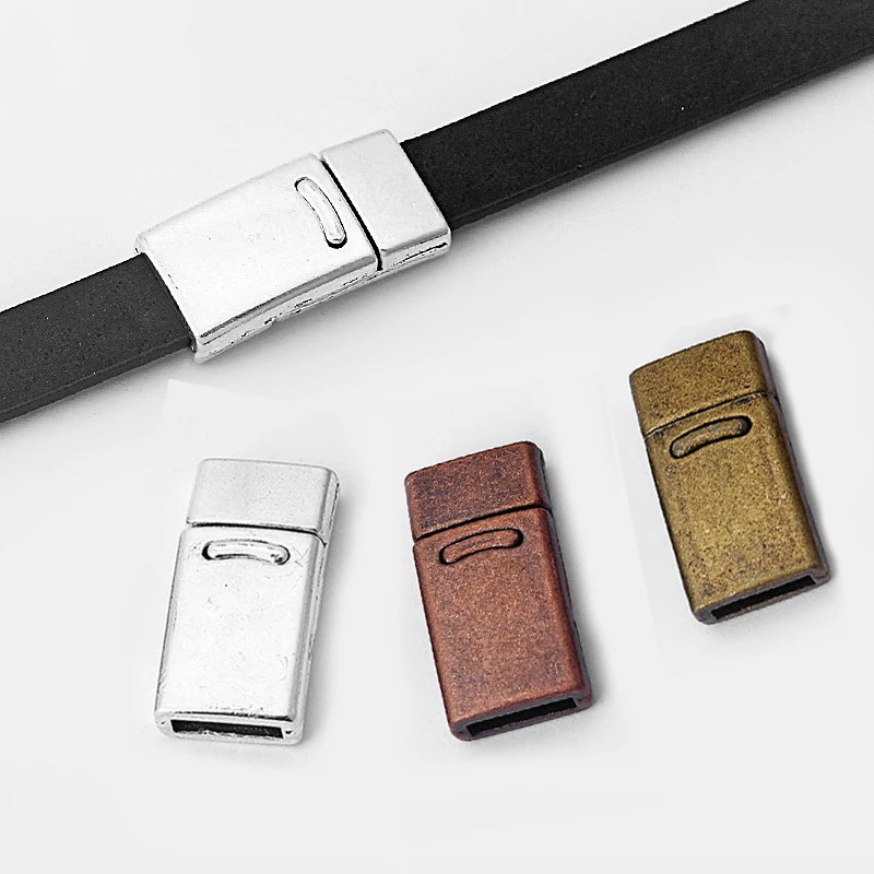 

5sets Flat Bronze/Silver/Copper Alloy magnetic clasps Fit 10*2mm Leather Bracelet Marking Jewelry Findings