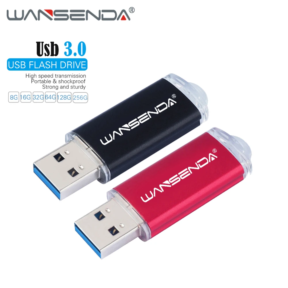 

WANSENDA USB 3.0 Flash Drive High Speed 128GB 256GB cel USB3.0 Pendrive Metal 64GB 32GB Pen Drive 16GB 8GB Portable Memory Stick