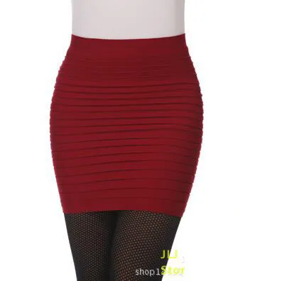 Хит, женские модные облегающие Облегающие юбки трапециевидной формы черного, красного, синего и оранжевого цветов, сексуальные короткие мини юбки выше колена в полоску - Цвет: D010 Burgundy