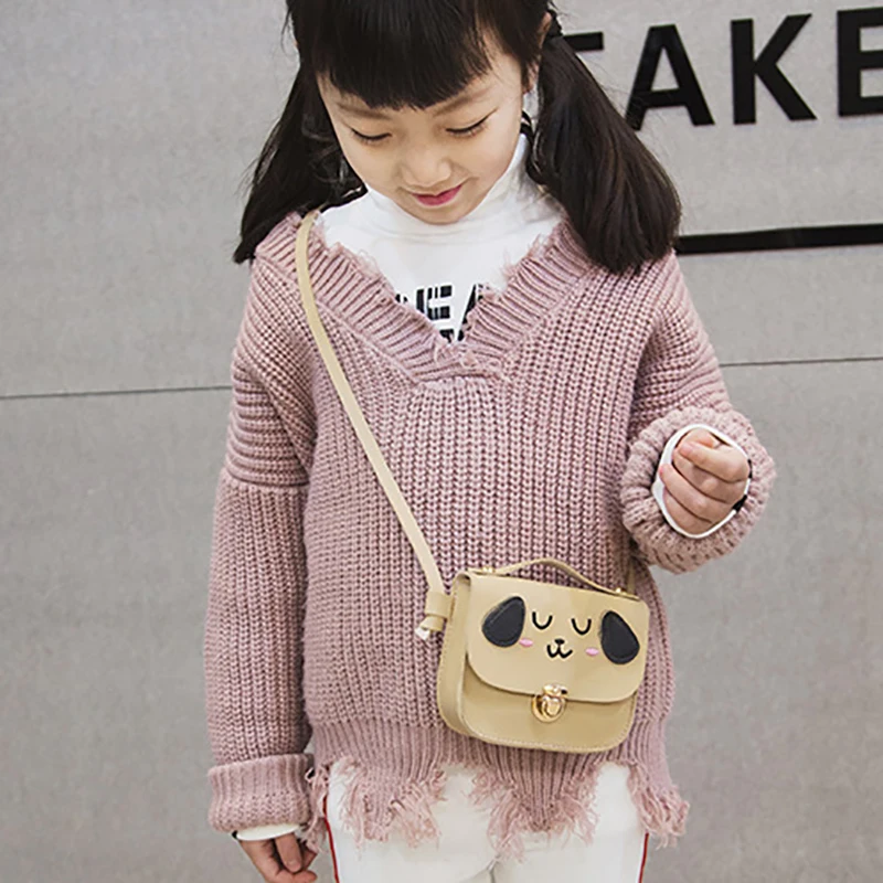 Детская милая сумка через плечо с рисунком собаки из мультфильма; модная детская сумка через плечо из искусственной кожи для девочек
