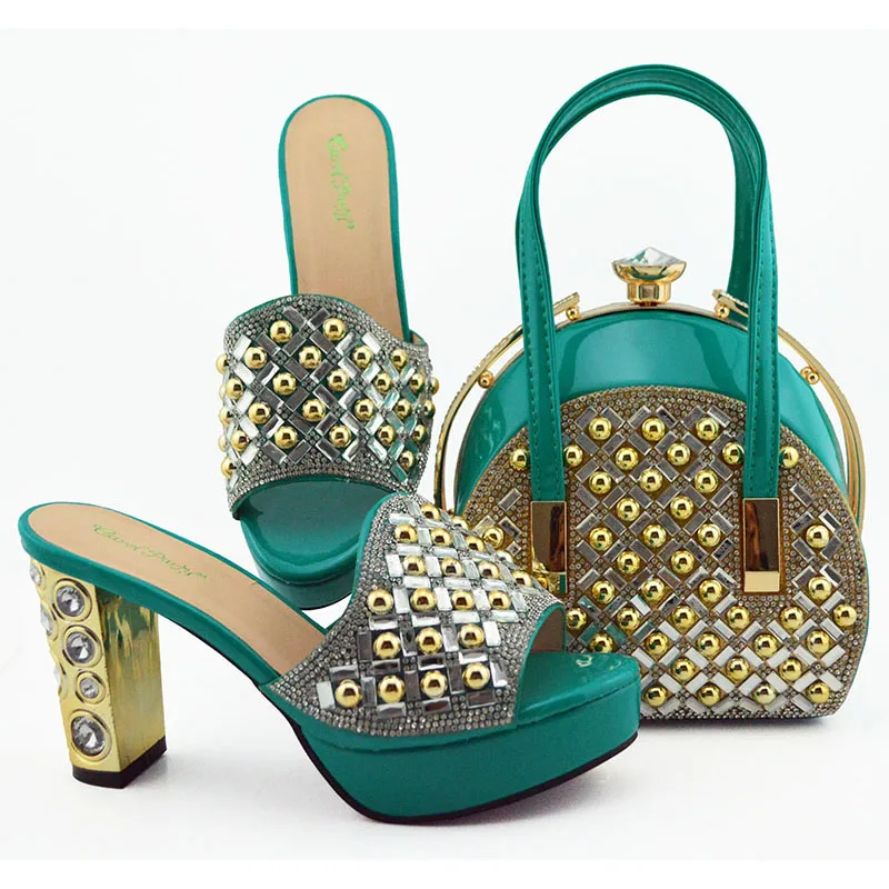 2019 Nieuwkomers Stijl Italiaanse Schoenen En Tas Set Afrikaanse Hoge Hakken Schoen En Bijpassende Tas Set Voor Party Dress bruiloft in Teal 2019 Nieuwkomers Stijl Italiaanse Schoenen En Tas Set Afrikaanse Hoge Hakken Schoen En Bijpassende Tas Set Voor Party Dress bruiloft in Teal