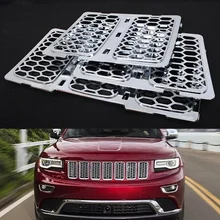 Mayitr 3pcs Silver ABS Honeycomb Front Grill Mesh Grille Insert Trim Cover for Jeep Grand Cherokee 2014 2015 2016 dot mesh insert crochet trim shirt