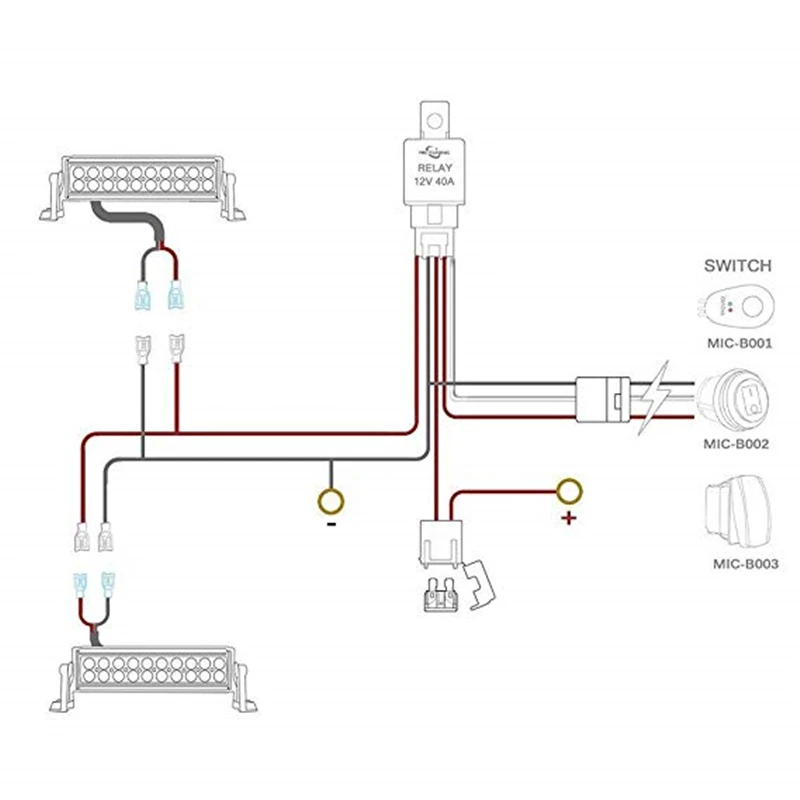 MICTUNING 14AWG Автомобильный светодиодный светильник, комплект жгутов проводки 40А, кулисный переключатель ВКЛ-ВЫКЛ, 2 светодиода, аксессуары для авто, светодиодный, рабочий, дальнего света