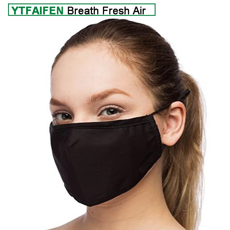 

Cotton Mask Traning Face Black Set Anti Dust Large Unisex Bike Washable Mouth with Filters Organic Design Pack Korean Sports Run