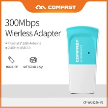 Comfast 300 Мбит/с беспроводной адаптер мини Сетевая карта 2,4 г скорость передачи данных быстрее скорость Интернет сильный Wifi сигнал CF-WU825NV2