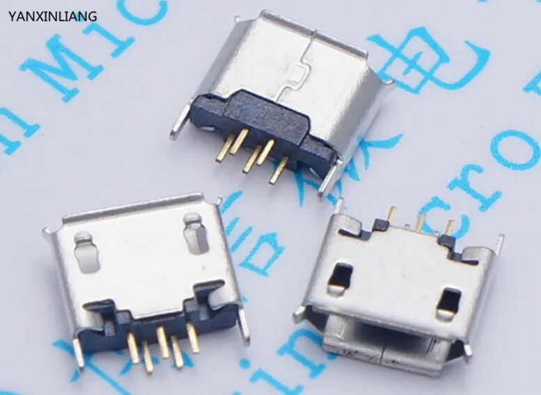 

100pcs Vertical MICRO mini USB 5pin female seat 180 degrees jack 5P Direct plug-in USB connector
