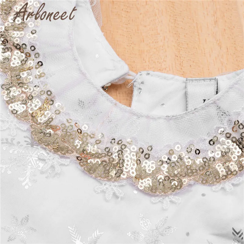 ARLONEET модная одежда для маленьких девочек Боди-костюм комбинезоны с рюшами рукавом блестка костюм Дети летние наряды