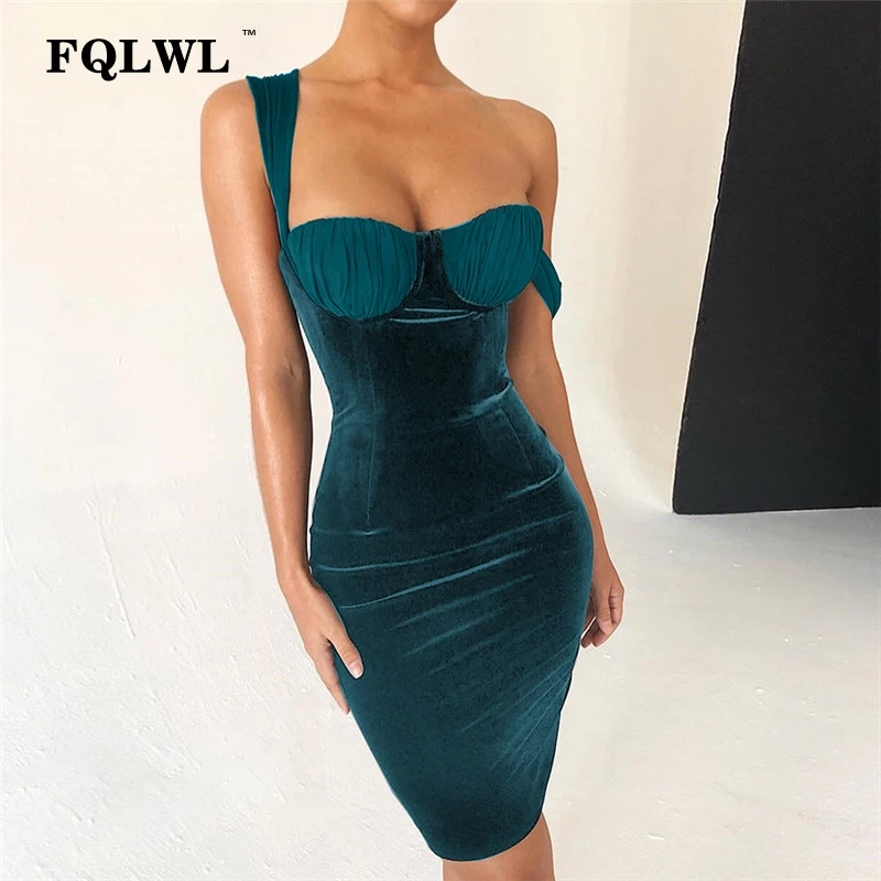 

FQLWL Velvet Sexy Bodycon Mini Dress Women Backless Sleeveless Wrap Short Dress Female Ladies Club Party Dresses Elegant Vestido