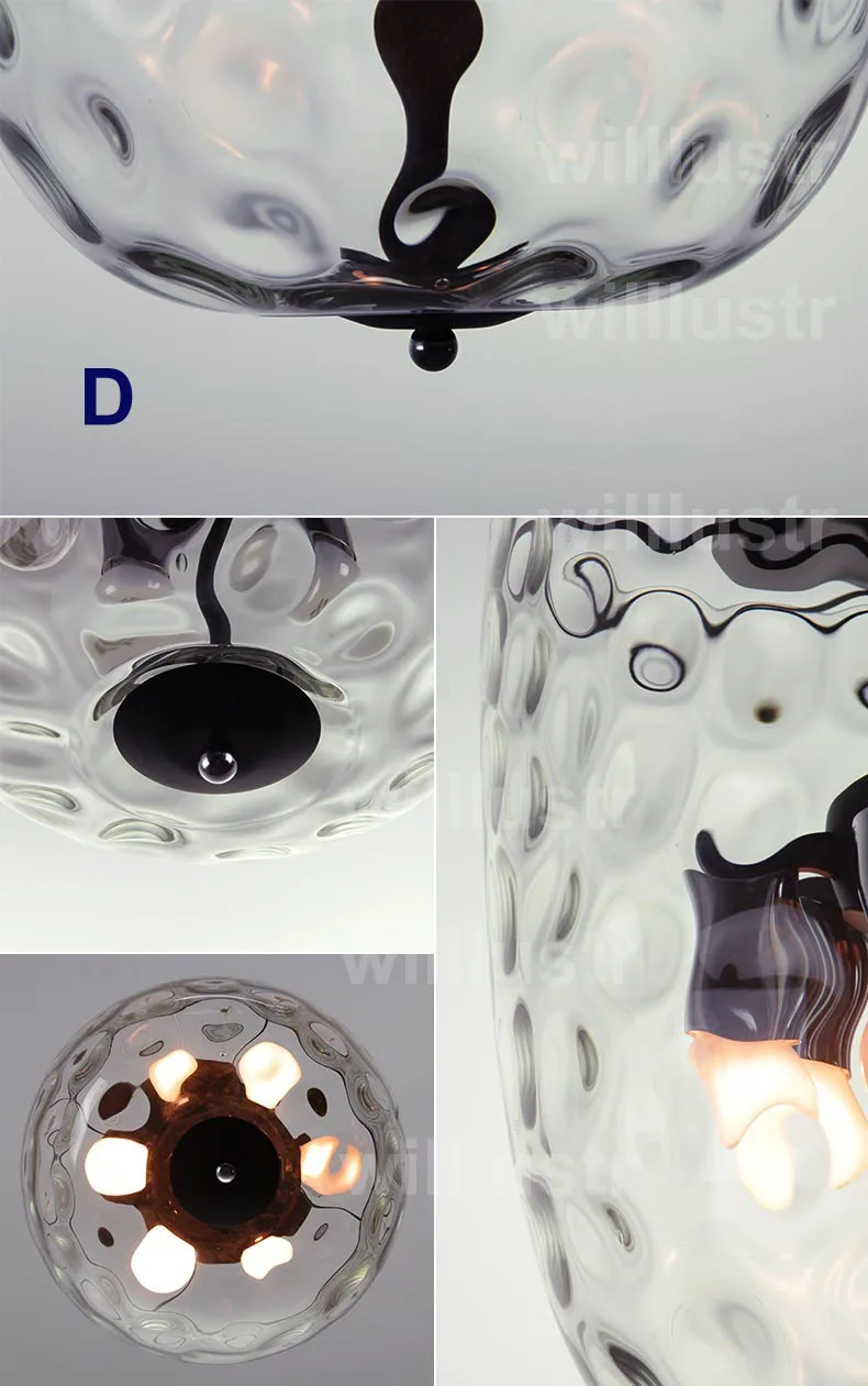 Willlustr современный стеклянный потолочный светильник прозрачный стеклянный абажур Освещение Прозрачный Абажур стеклянный свет ананас водяная волна как кристалл