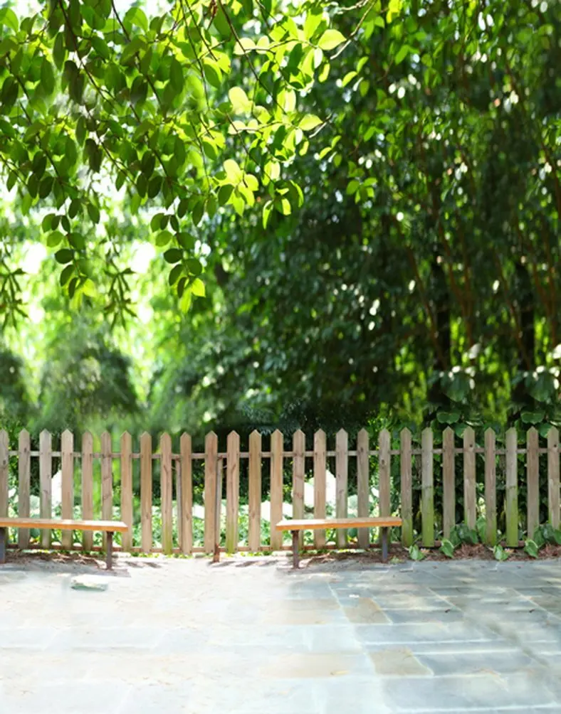 

5x7ft Landscape Green Tree Fence Photography Backdrops Photo Props Studio Background