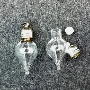 

50pieces 27x11mm water drop glass vial pendant glass pendant mini wishing glass bottle necklace pendant jewelry findings