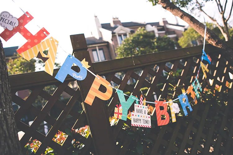 1 комплект баннеры для вечеринки на день рождения мультяшное с Днём рождения гирлянда из букв Детские День рождения украшения Детские красочная гирлянда подарки