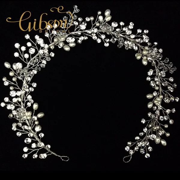 

Free Shipping Rhinstone And Pearl Bridal Hair Vine Wedding Headpiece