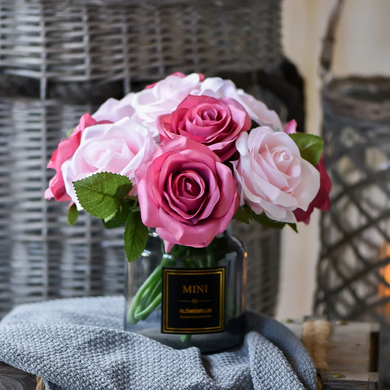 roses artificial peony flower wedding bridal bouquet  (8)