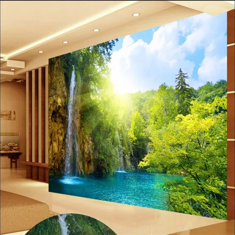 Beibehang пользовательские фото обои живописный водопад озеро Резорт в утреннем солнце фон Большая фреска 3d обои для