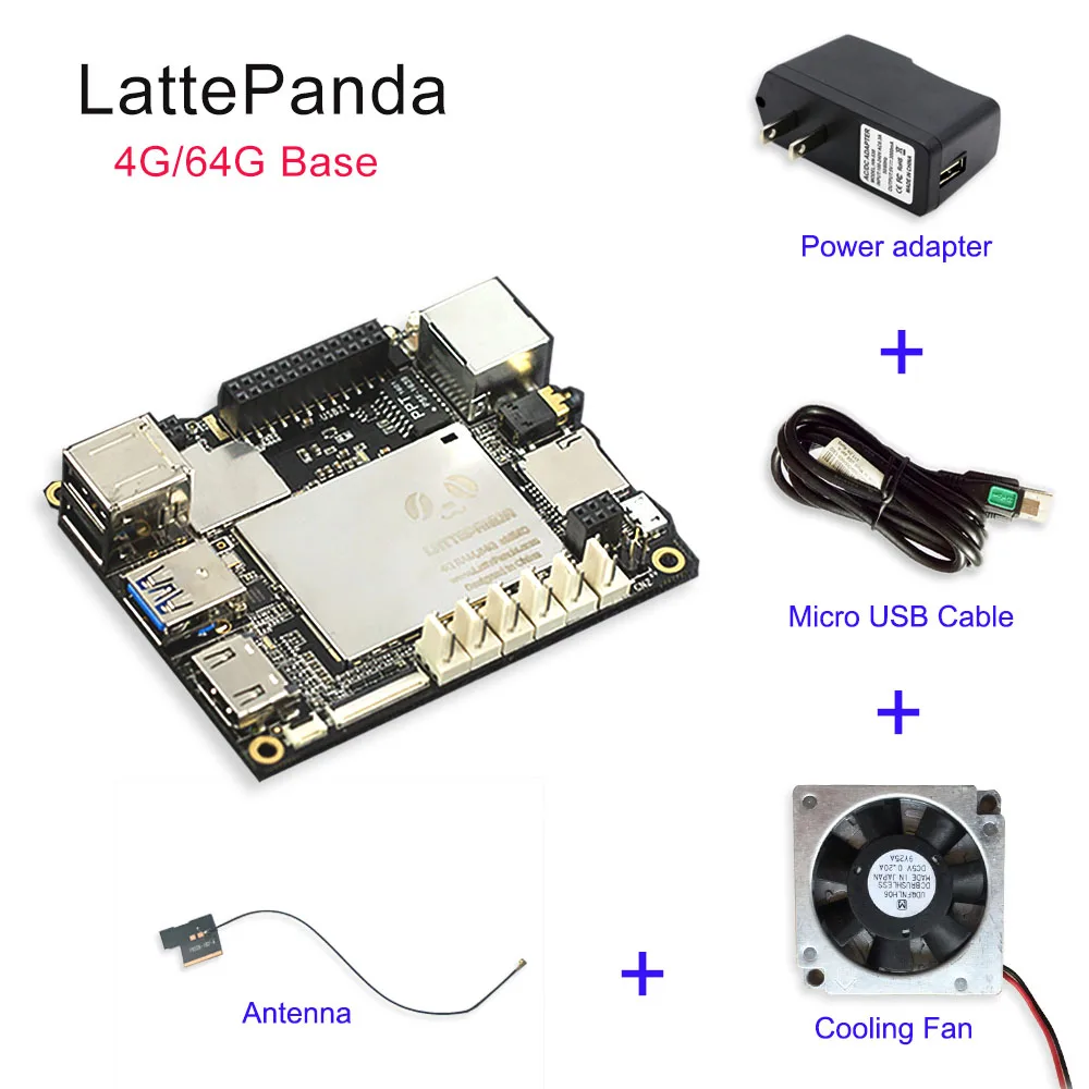 Плата lattepanda 4G+ 64 GB, Intel X86 X64 Z8350 quad core 1,8 GHz Full Windows10/Linux ArduinoATmega32u4 на плате, глубокое обучение - Комплект: Комплект 2