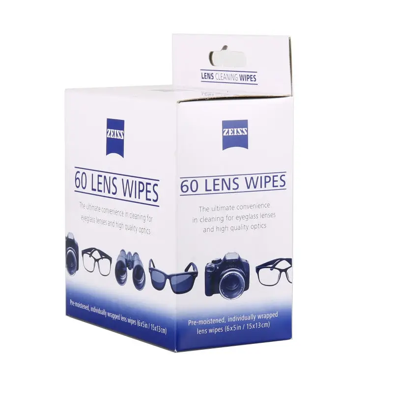 

Free shipping 60 counts pre-moistened individually wrapped ZEISS lens micro fiber cleaning wipes