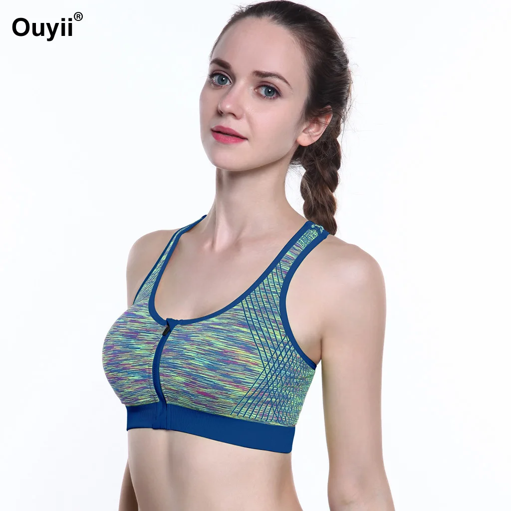 

Yoga Bra Woman Zipper Sportswear Active Wear Sport Bras Tops Workout Brassiere Women Fitness Bra Shockproof Padded Athletic Vest