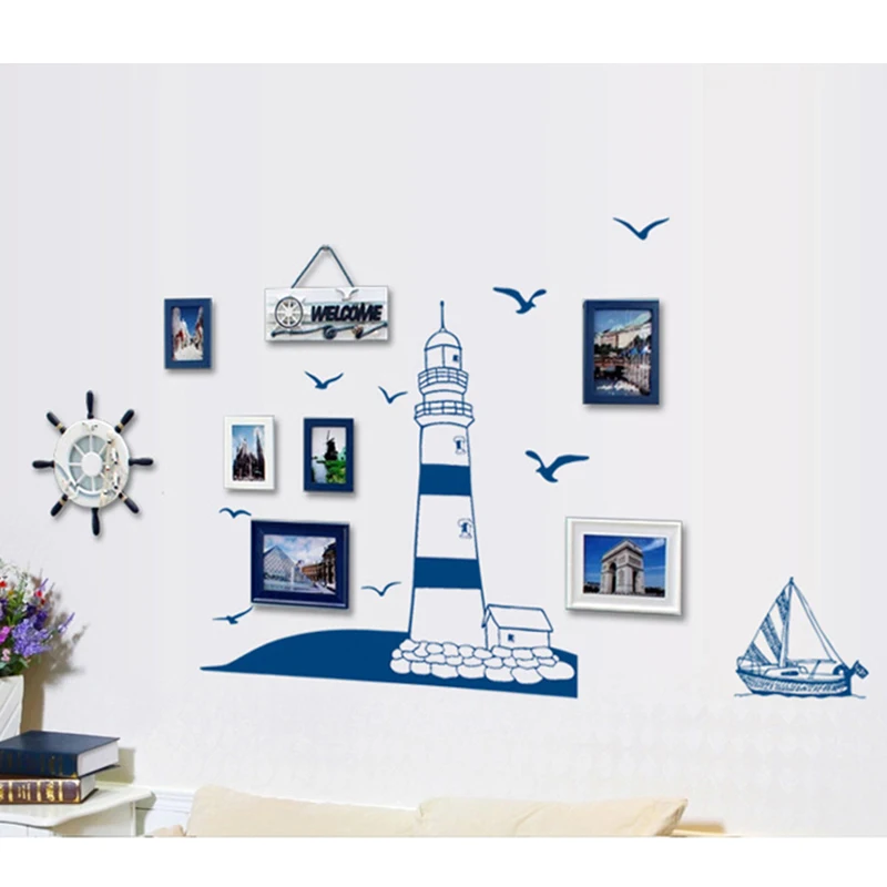 Removable Lighthouse Seagulls Sailing Ship Ocean Wall Sticker Home Decor Decal for Kids Room Bedroom Glow In Dark Wall Sticker