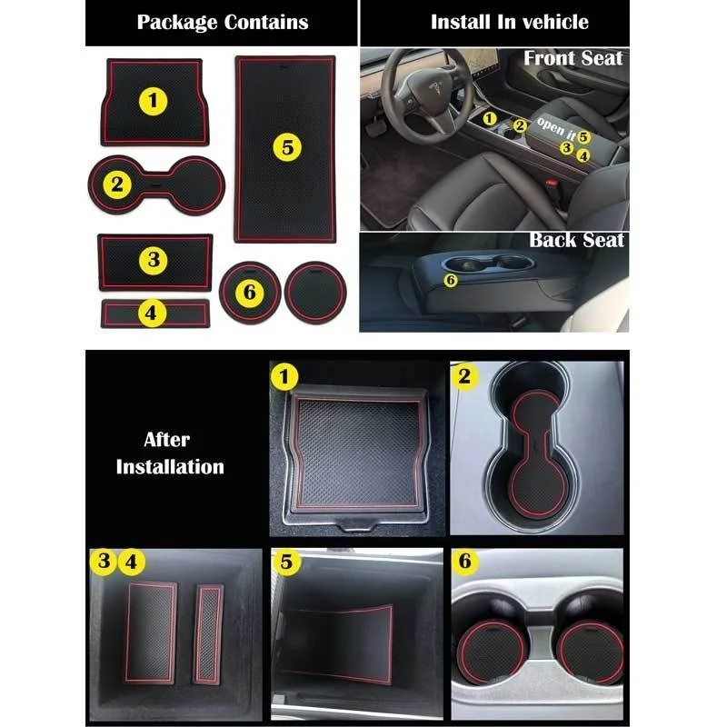 Skidproof Gate Door Slot Pad Cup Holder Mat Rubber For Mitsubishi Lancer-EX